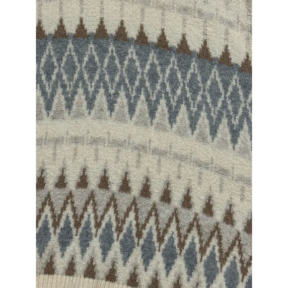 London Kaye Sweater Womens XS Fair Isle Chenille Neutral Brown Cowl Soft Cozy - Picture 3 of 7